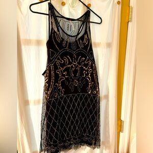 Intimitaly Free People black and gold sequined dress